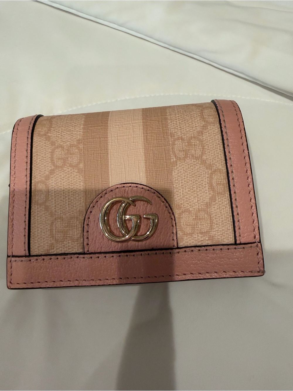 Gucci Ophidia GG Card Case Wallet in dusty/light pink GG Supreme canvas